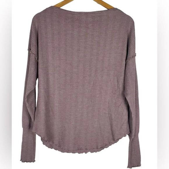 NWT Project Social T Women’s Thermal Waffle Long Sleeve Off Shoulder Mauve - SM - Picture 6 of 11